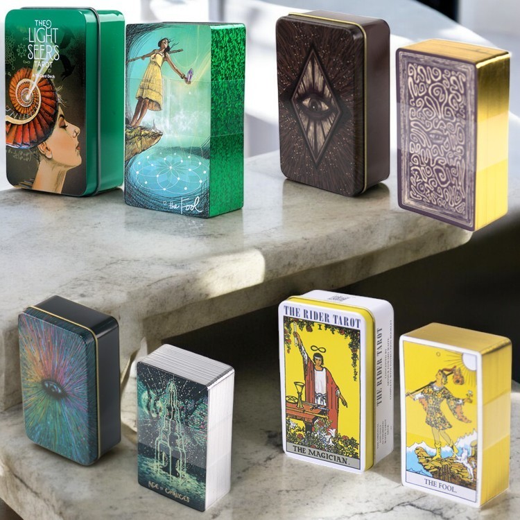 [Hộp Sắt] Bộ Thẻ Bài Tarot Smith Waite, The Rider, Smith Waite Borde Size 6cm x 10cm Cao Cấp