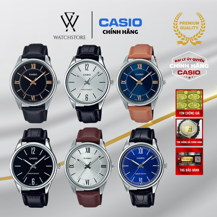 Đồng Hồ Nam Casio Series MTP-V005 Mặt Kính Khoáng Dạ Quang 40mm Dây Da/ Kim Loại Không Gỉ Kháng Nước Chính Hãng