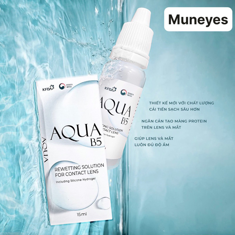 Nước nhỏ mắt lens kính áp tròng Aqua B5 15ml Muneyes