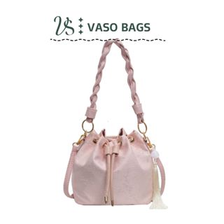VASO Túi xách đeo chéo có quai cầm bucket dây rút dễ thương kèm charm ngọc  T0008