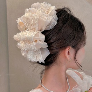 Kẹp tóc cá mập nữ tính  khí chất, Nơ lớn cao cấp nhiều lớp kẹp tóc màu đen và trắng