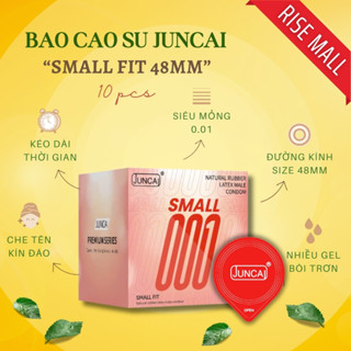 Bao cao su Juncai siêu mỏng 0.01 SMALL FIT size 48mm cao cấp dạng khay, kéo dài thời gian nhiều gel bôi trơn, hộp 10 bcs