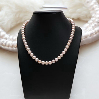 Vòng Cổ Ngọc Trai Hạt Màu Hồng phấn Size 9ly - Ngọc Trai Trường Thịnh