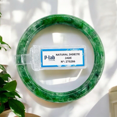 Vòng Cẩm Thạch Bản Đũa Xanh Lý Sơn Thủy Đậm Kèm Giấy Kiểm Định P.N.J- Ngọc Trai Trường Thịnh