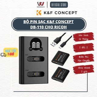 Combo Pin/ Dock Sạc K&F Concept LI-90B / DB-110 (2 pin và 1 sạc đôi) cho Ricoh GR3, Olympus - hàng chính hãng