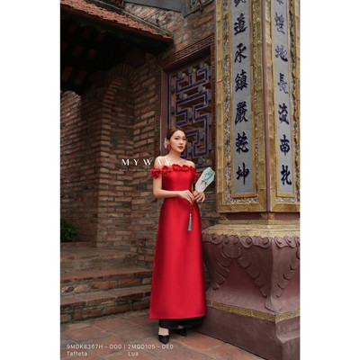 Bộ Áo Dài Nữ MY WAY Trễ Vai Đính Hoa Cách Điệu Sang Trọng 9MDK8367H - DO0 - 2MQD105 - DE0