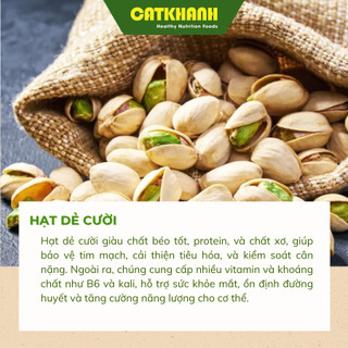 Hạt Dẻ Cười Rang Mỹ Cát Khánh Roasted Pistachios Không Tẩy 500g - Đồ Ăn Vặt Dinh Dưỡng, Qùa Tặng