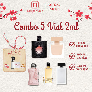 Combo 5 Lọ Mẫu Thử Dung Tích 2ml NAM PERFUME, Set Vial Nước Hoa Nữ Nhẹ Nhàng Quyến Rũ Nổi Bật Dạng Chấm