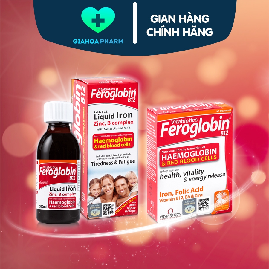 [CHÍNH HÃNG] Viên uống / Siro (Liquid) bổ máu Vitabiotics Feroglobin B12 bổ sung sắt, tăng đề kháng 