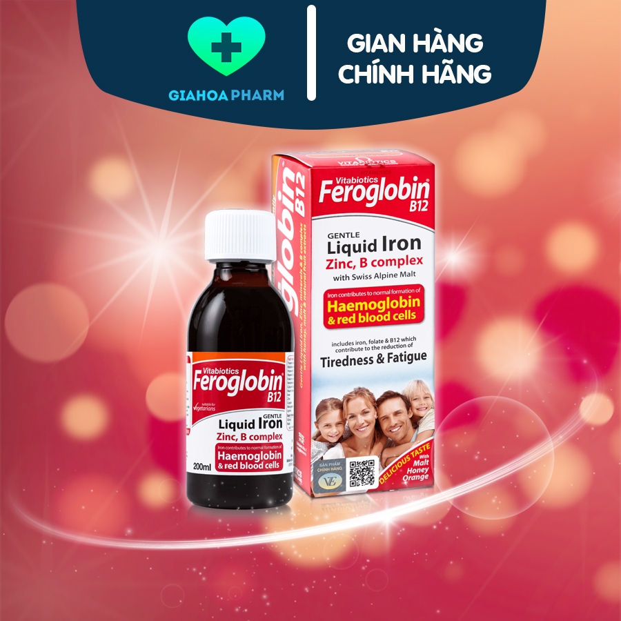 [CHÍNH HÃNG] Siro bổ máu Vitabiotics Feroglobin B12 Liquid bổ sung sắt, tăng tạo máu, tăng đề kháng 