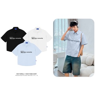 Áo Sơ Mi Form Boxy NOCTURNAL Nightvibes Shirt Cotton In Chữ Nam Nữ Unisex Local Brand