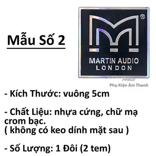 Tem Loa Martin chữ vàng, Vuông 5cm, giá 1 cặp (2 tem).