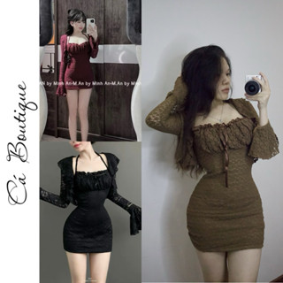 [ CÓ BIGSIZE ]Set váy ren tiểu thư dáng "YẾM CỘT" dây kèm khoác tay dài loe sang chảnh ôm body tôn dáng thời trang