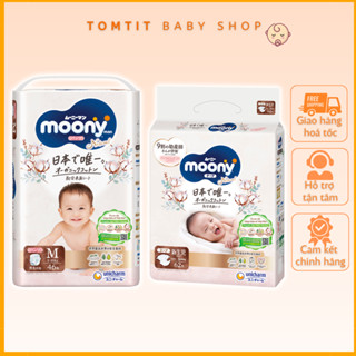 Tã/bỉm dán/quần cao cấp Ogarnic Moony Natural trắng size NB/S/M/L/XL