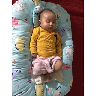 Gối Đệm Nằm Cho Bé Sơ Sinh Hahuma – Tặng Gối Nhỏ, Êm Mềm Thoáng Khí, Chống Bẹp Đầu Cho Trẻ