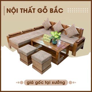 Bộ Bàn Ghế Phòng Khách Góc L 2m  x 1m8 Gỗ Sồi Nga Tự Nhiên Đã Qua Chế Biến, Không Mối Mọt. Bền Đẹp