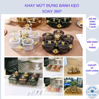 Khay đựng bánh kẹo nhựa cao cấp đựng hoa quả mứt tết 6 ngăn có nắp, hộp đựng thực phẩm bánh kẹo sang trọng