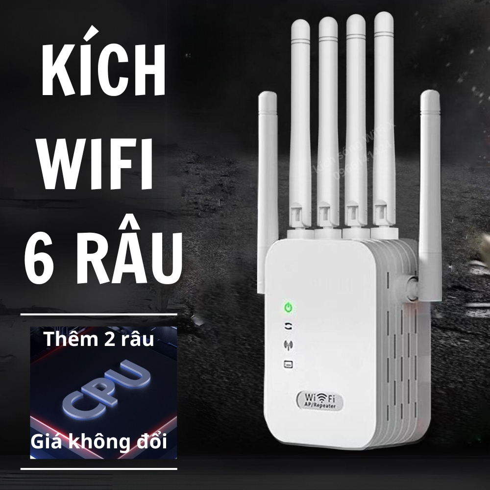 Kích sóng wifi 6 râu tốc độ cao 300Mbs, không dây. Kích sóng yếu thành sóng khỏe giảm giật lag mất sóng