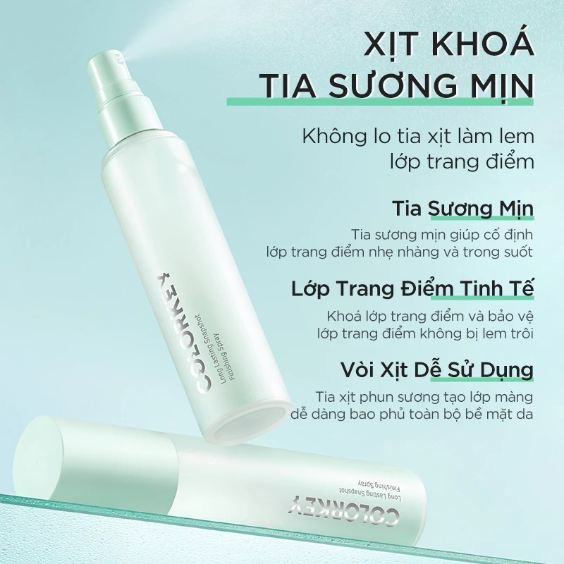 Xịt Khóa Xanh COLORKEY Tia Sương Mịn Giúp Cố Định Lớp Trang Điểm Lâu Trôi Hương Thơm Tươi Mát 100ml
