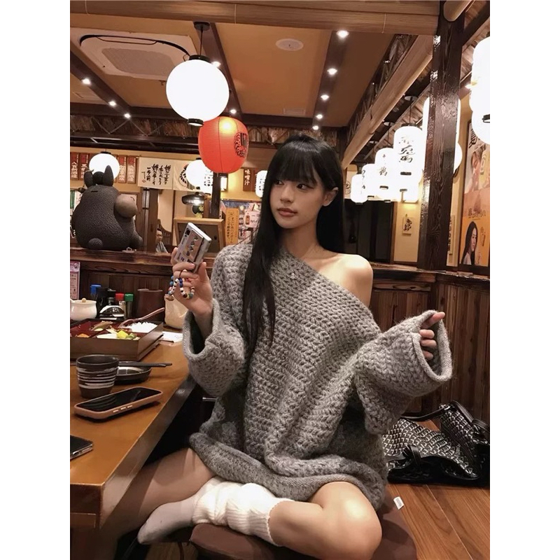(SẴN XÁM) ÁO LEN CỔ TRÒN FORM RỘNG ULZZANG