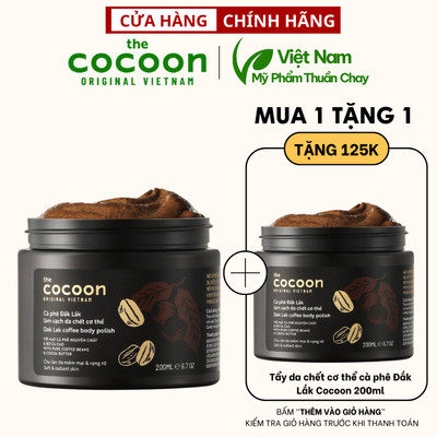 [CHỈ CÓ TRÊN LIVE] Tẩy da chết cơ thể cà phê Đắk Lắk Cocoon 200ml