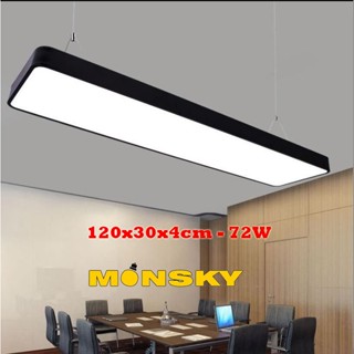 Đèn máng thả Văn phòng MONSKY loại to bo góc và vuông góc 60w,  72W  1m2 vỏ đen BLACK
