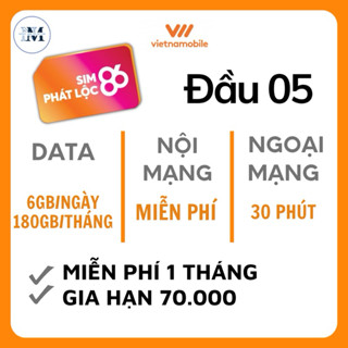 Sim Vietnamobile 4G Phát Lộc 6GB/Ngày - Miễn phí gọi nội mạng - Sẵn tháng đầu
