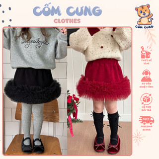  Chân Váy Nhung Cho Bé Gái Chữ A Chân Voan Gập Tầng Lót Nỉ Ấm Áp Cho Bé Gái Mùa Tết 