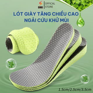  Lót giày Tăng Chiều Cao Khử Mùi Kháng khuẩn Miếng Độn Đế Nâng Chiều Cao Thấm Hút Cho Giày Thể Thao Nam Nữ 