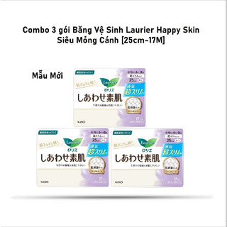 Combo 3 gói Băng Vệ Sinh Laurier Happy Skin Siêu Mỏng Cánh