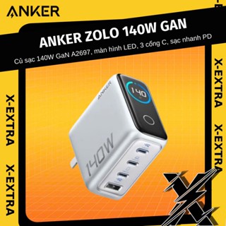Củ sạc Anker Zolo 140W GaN A2697, màn hình LED, 3 cổng Type C, sạc nhanh PD, PPS 2.0