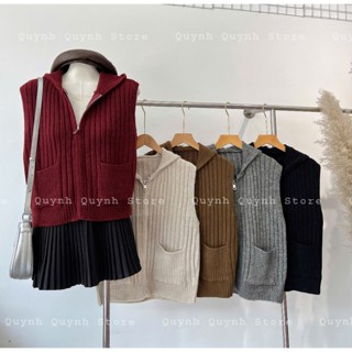 Áo Len Gile Kéo Khoá Có Mũ,Hoạ Tiết Túi 2 Bên,Chất Len Mềm Mại,Nhiều Màu Hàng QC Nữ