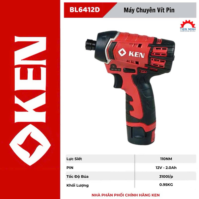 Máy vặn vít động lực dùng pin KEN BL6412D - 12V Li-ion, 1.5Ah, 1.0Kg