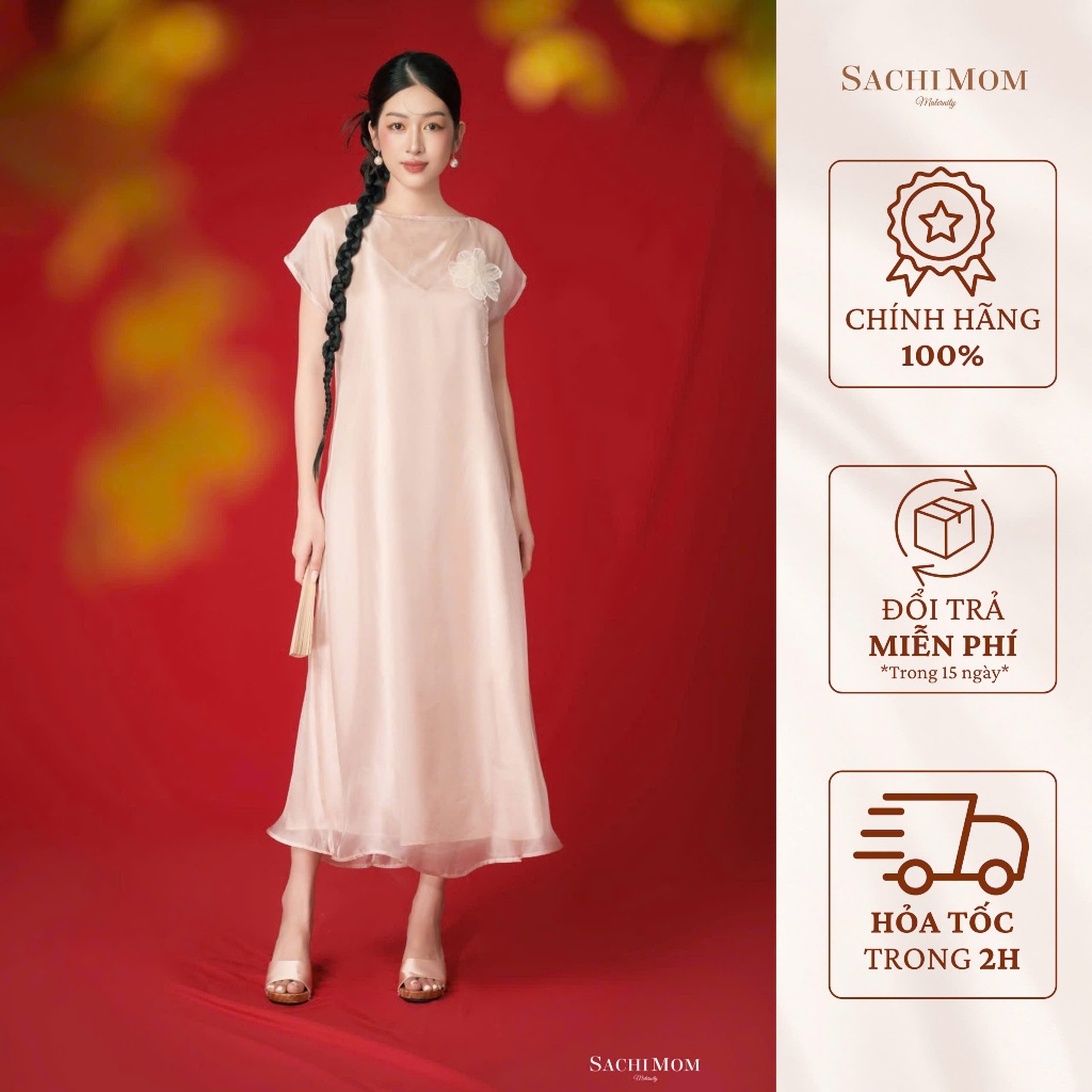 Đầm Bầu SACHIMOM - Set Váy Bầu Tơ Suông MỘC NHIÊN