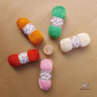 Sợi Cotton hè trơn Bella - Alize Yarns, 100g - 360m, đan móc áo, váy, khăn hè, mềm mại và mát