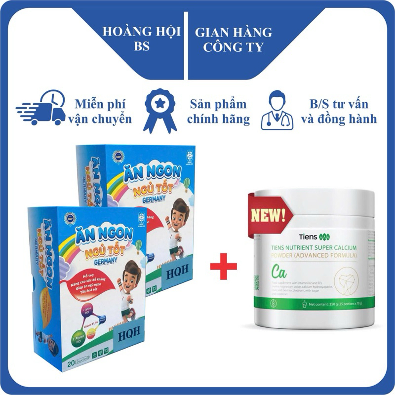 Combo 2 hộp ăn ngon ngủ tốt Germany và 1 hộp canxi nhập khẩu tiens giúp tăng sức đề kháng tăng cường