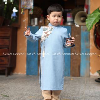 [VẢI MÁT] Áo dài cách tân bé trai Tết vải Linen Size trẻ em 1,2, 3, 4, 5, 6, 7, 8, 9, 10, 11, 12,13,14,15 tuổi mẫu 2025