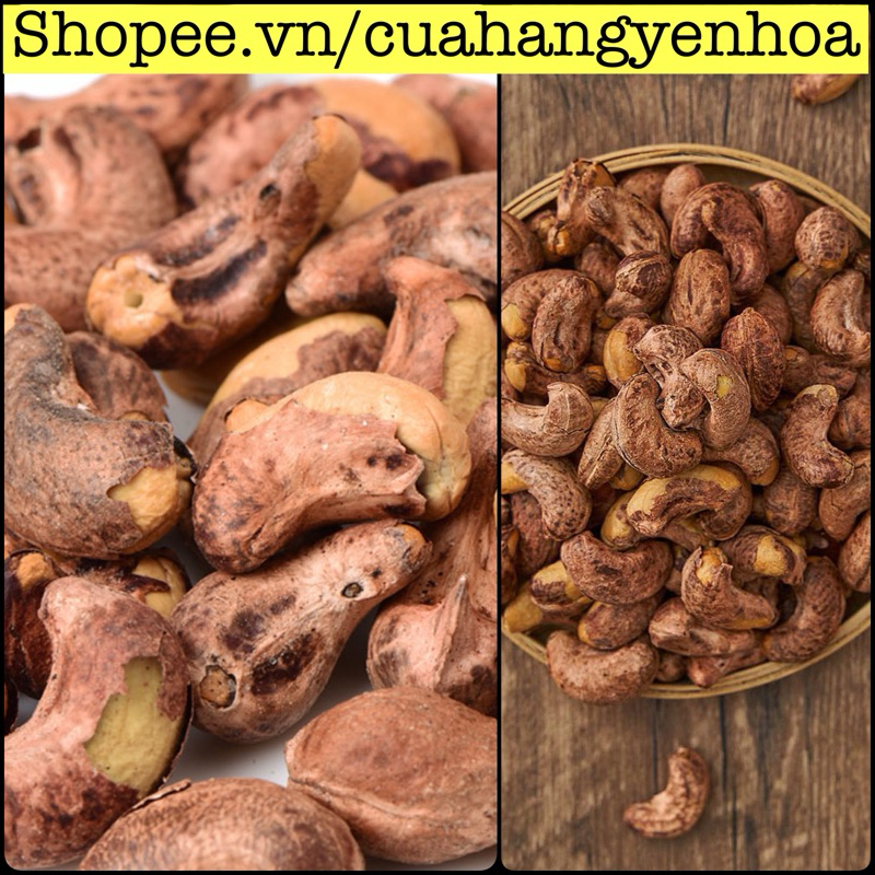500g/1Kg Hạt Điều Rang Muối Còn Vỏ Lụa Bình Phước