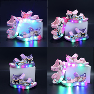 Giày Sandal Bé Gái Elsa, Kitty, Kuromi Có Đèn Led Mẫu Mới Cho Bé Từ 1-6T (SLG79)