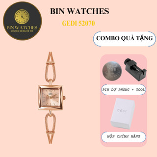 Đồng hồ nữ chính hãng Gedi 52070 dây kim loại mặt vuônh phong cách xinh chống thấm nước