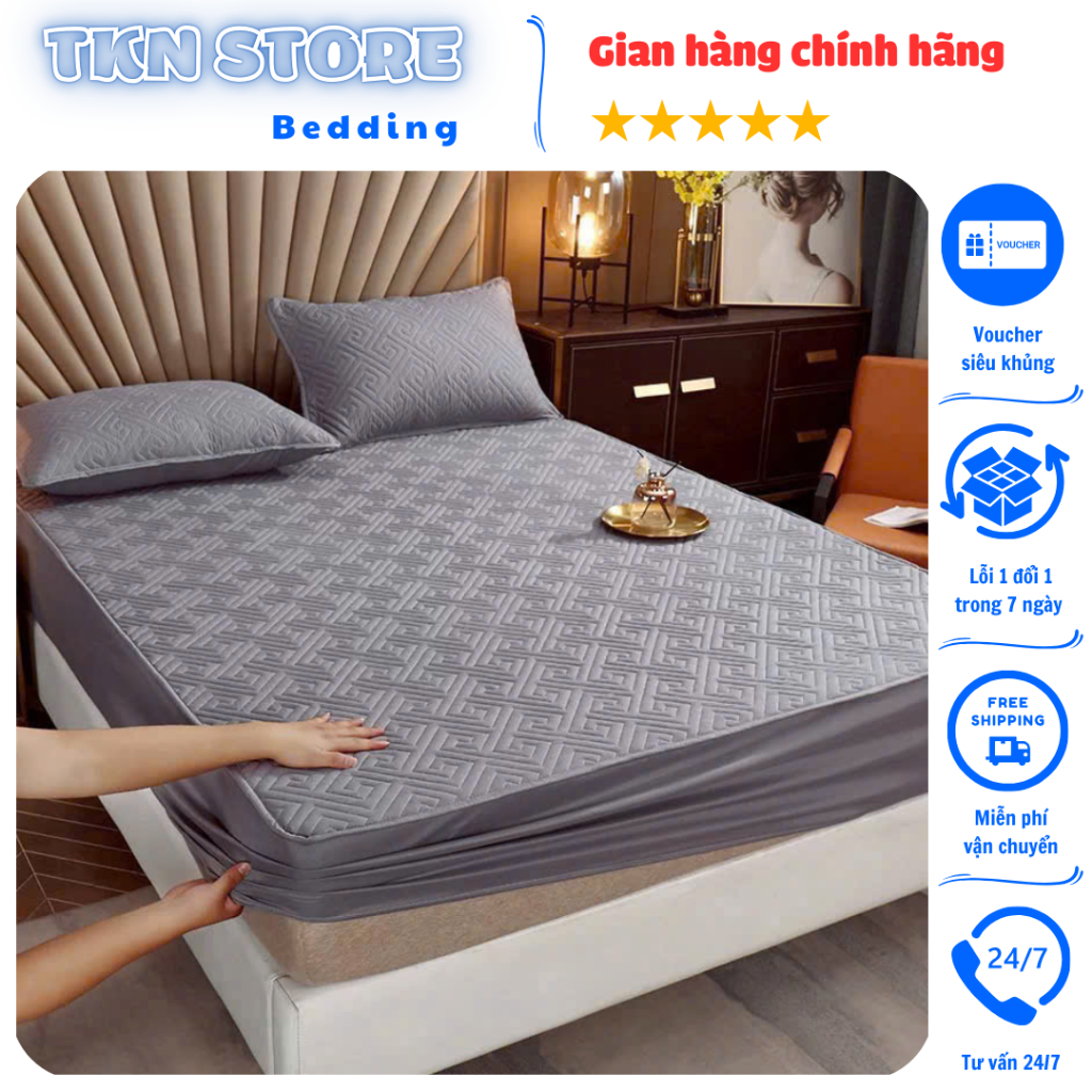  Bộ ga gối phi lụa trần bông chất liệu thoáng mát thấm hút mồ hôi tốt Bộ 3 món ga giường bọc đệm phi lụa cho mùa hè 