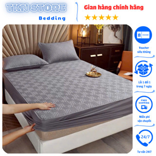 Bộ ga gối phi lụa trần bông chất liệu thoáng mát thấm hút mồ hôi tốt, Bộ 3 món ga giường bọc đệm phi lụa cho mùa hè