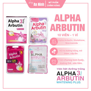 Vỉ 10 Viên Bột Kích Trắng Dưỡng Thể Kyra Alpha Arbutin 3 Plus Đêm, Ngày UV Giúp Da Trắng Mịn Hàng Thái Lan Chính Hãng