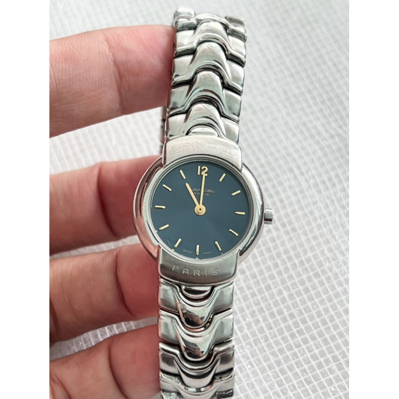 Đồng hồ nữ hiệu xinh máy pin 2hand - Lancel paris mặt xanh - size mặt 25mm, size tay ~ 16cm