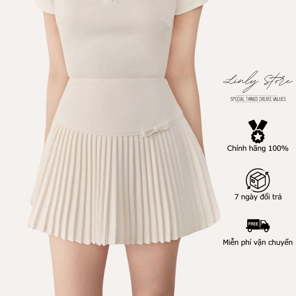 Chân váy xếp ly nhỏ phối nơ, chân váy ngắn xoè tiểu thư Linly Store CV-N46 | BigBuy360 - bigbuy360.vn
