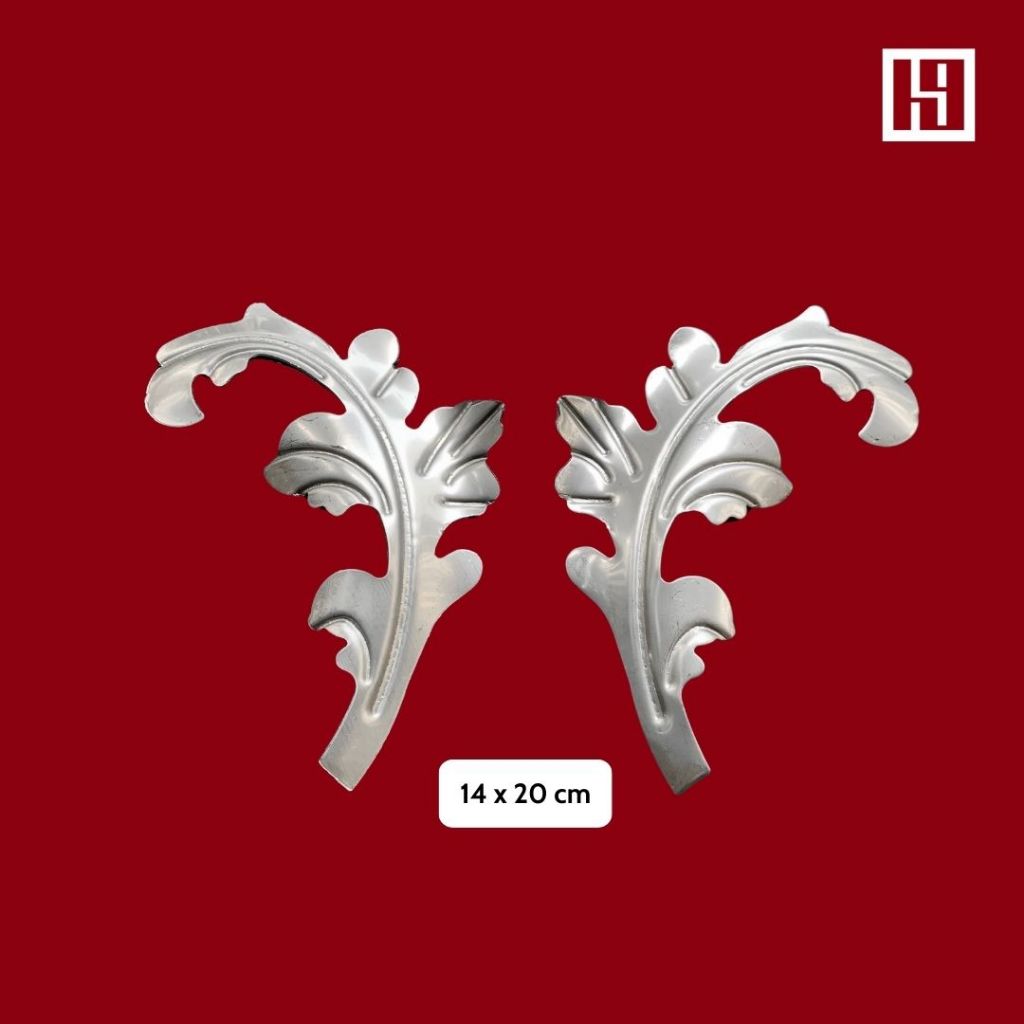 (1 cái) Hoa Văn Trang Trí Inox 304, độ dày 1mm; Cặp Lá 14 x 20 cm Inox 304
