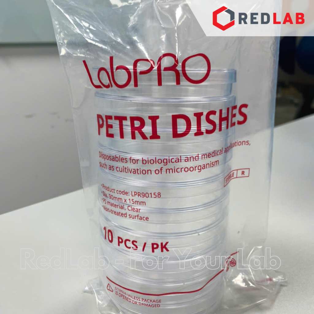 [Thùng 500 cái Tiệt trùng] Đĩa Petri nhựa 90x15mm LPR90136 hãng LabPRO Thụy Sỹ, nặng 13g, chiếu xạ ISO 11137, có VAT