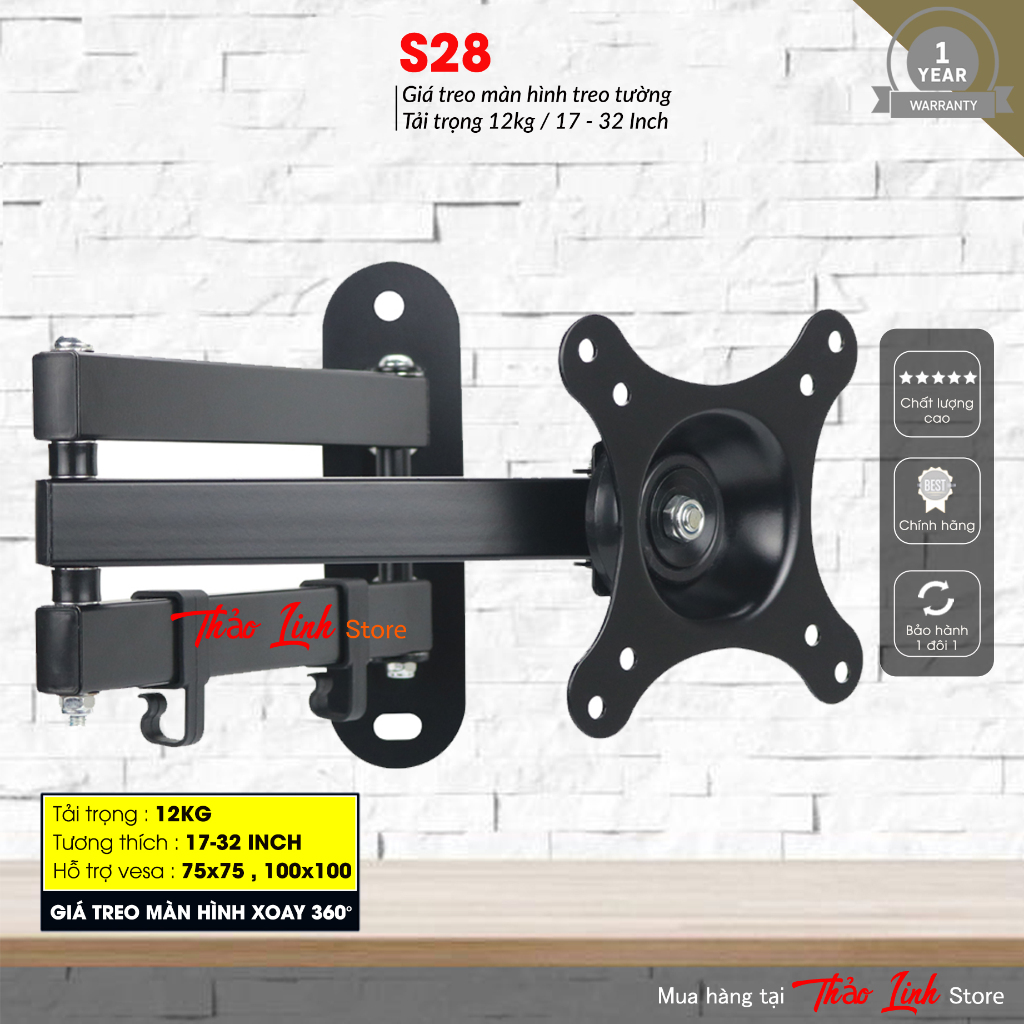 Giá Treo Màn Hình Máy Tính 17-32 Inch Treo Tường  17 - 32 Inch Xoay Màn 360 Độ