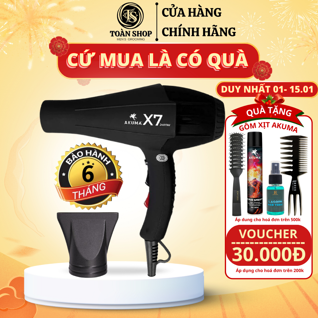 Máy Sấy Tóc AKUMA X7 Cao Cấp 2400W - Chính Hãng + Quà Tặng