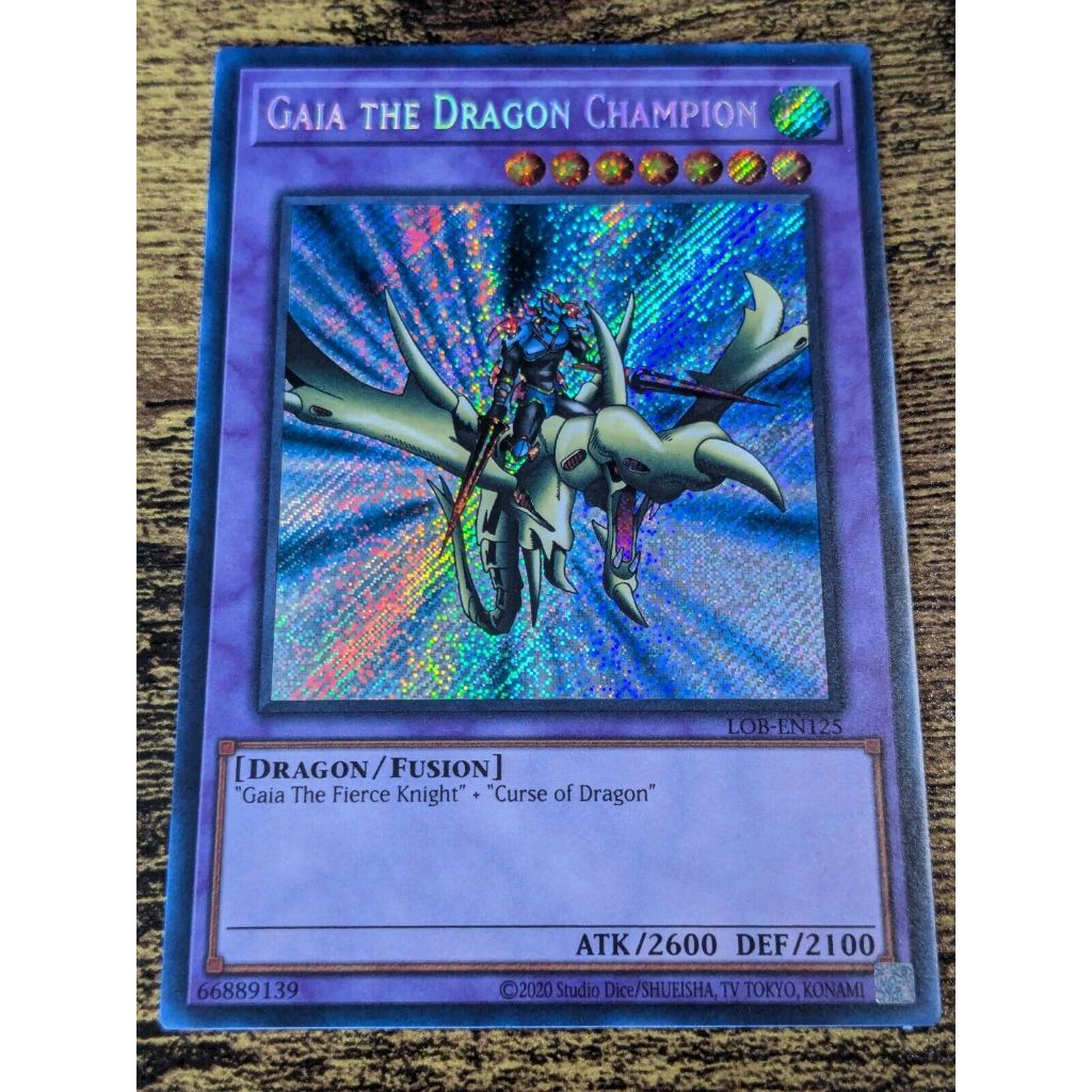 mã cổ LOB Secret Rare [ Dưa Hấu Yugioh ] Lá thẻ bài Gaia the Dragon Champion - Tặng bọc bài nhựa